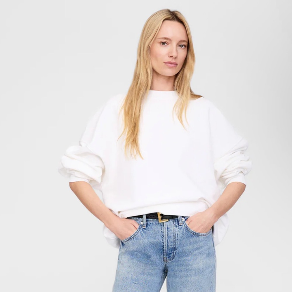 Anine Bing Miles White Framed Sweatshirt  in Large.